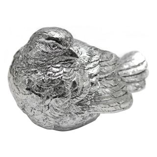 Vita V Home Silver Bird with Beak Closed Resin Statue