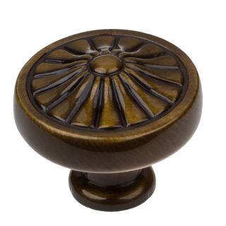 GlideRite 1.25 inch Antique Brass Round Deco Ornamental Cabinet Knob