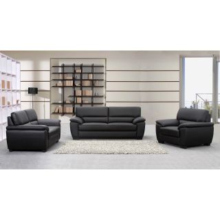 Abbyson Living Oxford Black Leather Chair and Loveseat Sofa Set