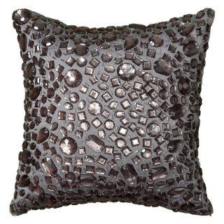 Rizzy Home Large Crystal Beads Applique Textured Toss Pillow   Decorative Pillows