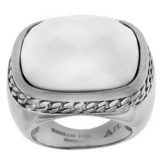 Stainless Steel White Agate Ring