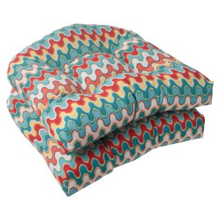 Pillow Perfect Outdoor Blue/Multicolored Nivala Wicker Seat Cushions