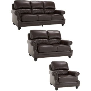 James Brown Italian Leather Sofa, Leather Loveseat and Leather Chair