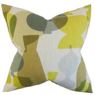 Orla Sour Green Geometric 18 inch Feather Throw Pillow