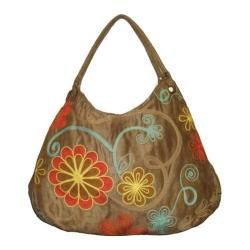 Womens Bamboo54 Hobo Embroidered Bag Tan/Blue Swirls   15947638