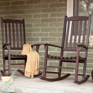 Coral Coast Indoor/Outdoor Mission Slat Rocking Chairs   Dark Brown   Set of 2   Outdoor Rocking Chairs