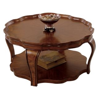 Progressive Furniture Round Castered Cocktail Table   Cherry Solids and Burl Veneers