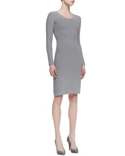 Giorgio Armani Long Sleeve V Neck Sheath Dress, Gray