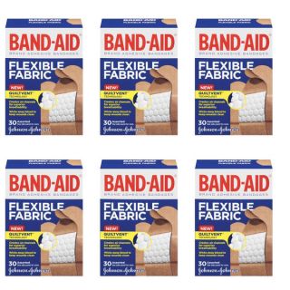 Band Aid Brand Flexible Fabric 30 count Adhesive Bandages (Pack of 6