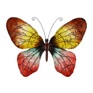 Hand painted Multi colored Metal and Capize Butterfly Wall Art