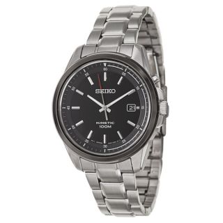 Seiko Mens SKA679 Stainless Steel Black Dial Kinetic Watch   17086652