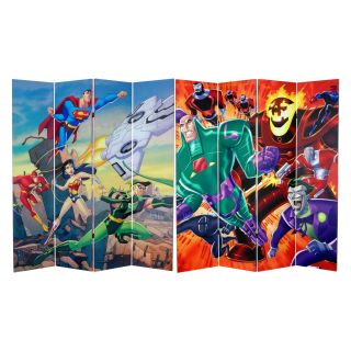 Oriental Furniture 6 ft. Double Sided Justice League Canvas Room Divider   Room Dividers