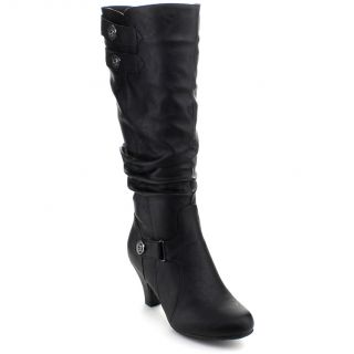 Top Moda Womens Bag 56 Buckle Slouched Knee high Boots  
