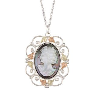 Black Hills Gold and Silver Mother of Pearl Cameo Necklace   13967352