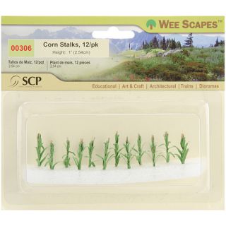 SCP Plastic Miniature One inch Yellow/Green Corn Stalks (Pack of 12