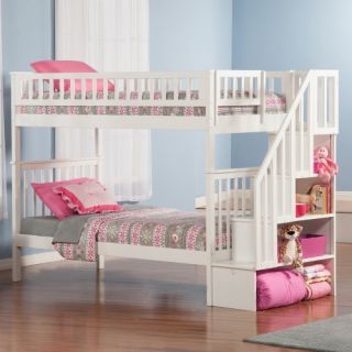 Woodland Twin over Twin Staircase Bunk Bed   Bunk Beds & Loft Beds