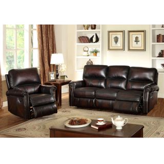 Crestview Dark Brown Hand Rubbed Top Grain Leather Lay Flat Reclining