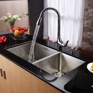 Kraus KHU103 33 KPF1621 KSD30CH Double Basin Undermount Kitchen Sink with Faucet   Kitchen Sinks