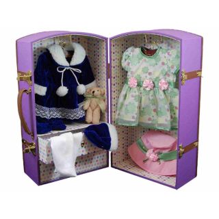 Queens Treasures Purple Bitty Wardrobe Doll Clothes Storage Trunk 15 in. Baby Doll Accessory