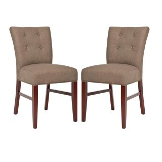 Safavieh Grayson Curved Tufted Dining Side Chairs   Olive Linen   Set of 2   Kitchen & Dining Room Chairs