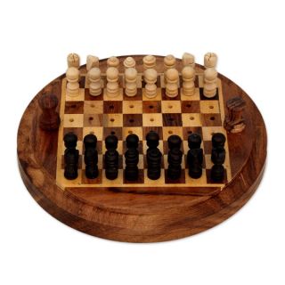Handcrafted Seesham Wood Go Anywhere Travel Chess Set (India