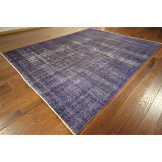 New Persian Overdyed Purple Tabriz Hand knotted Wool Oriental Rug (9
