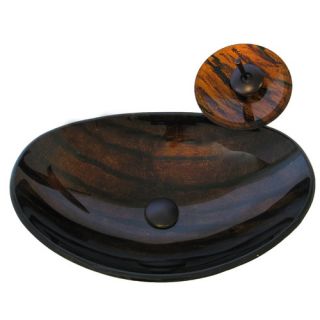 Hand Painted Slipper Glass Vessel Sink with Drain and Faucet