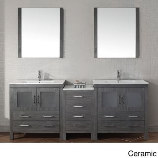Virtu USA Dior 82 inch Double Sink Vanity Set in Zebra Grey   16129105