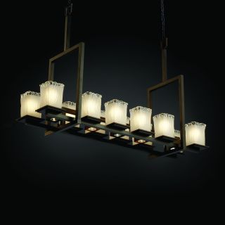 Justice Design Group GLA 8619   Montana 17 Light Bridge Chandelier (Tall)   Square with Rippled Rim Shade   Dark Bronze with White Frosted Glass   Chandeliers