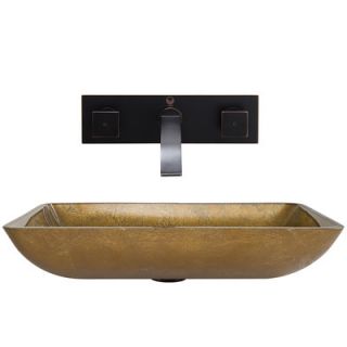 Vigo Rectangular Glass Vessel Bathroom Sink with Titus Wall Mount