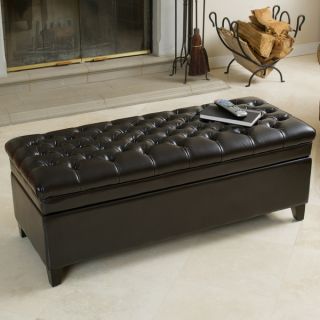 Christopher Knight Home Hastings Tufted Brown Bonded Leather Storage
