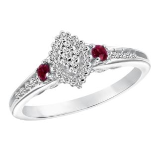Cambridge Sterling Silver Marquise Diamond and Ruby Ring (I J, I2 I3)