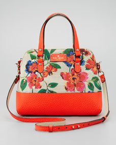 kate spade new york grove court maise floral print satchel bag, orange