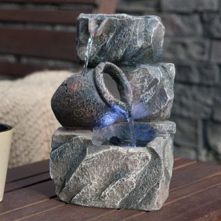 Alpine Castle Rock Tabletop Outdoor Fountain