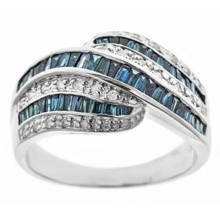 Anika and August Sterling Silver 1 1/6ct TDW Blue Diamonds Ring (I1 I2
