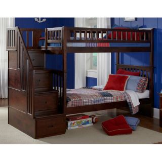 Atlantic Furniture Columbia Twin Over Full Storage Staircase Bunk Bed