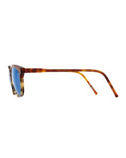 KYME Anto Round Colorblock Mirror Sunglasses, Tortoise/Blue