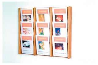 9 Pocket Solid Wood Wall Magazine Rack   Commercial Magazine Racks