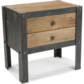 Moe's Home Collection Bolt Side Table with 2 Drawers   Natural   End Tables
