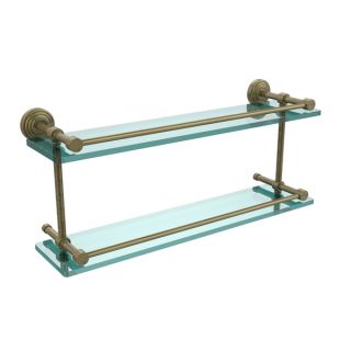 Waverly Place 16 inch Gallery Double Glass Shelf with Towel Bar