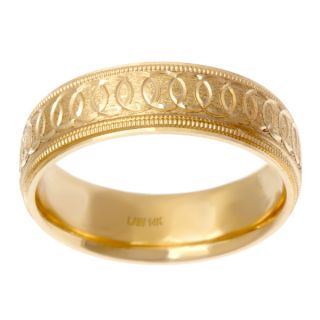 14k Yellow Gold Infinity Mens Comfort Fit Wedding Band