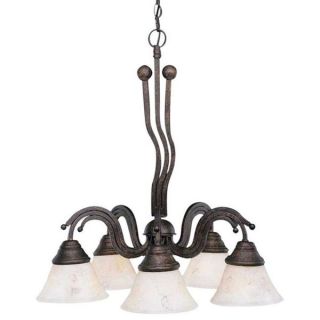 Cambridge 5 Light Bronze 22.5 in. Chandelier with Italian Marble Glass