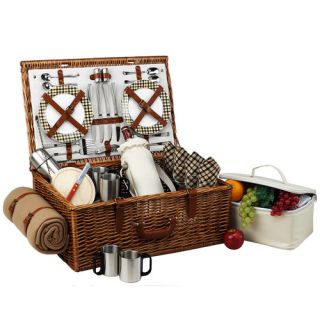 Picnic At Ascot Dorset Basket for Four with Coffee Set and Blanket in