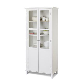 White Glass door Pantry with Crown Moulding