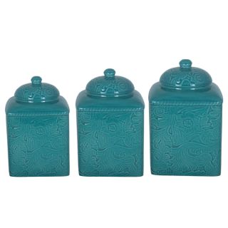 HiEnd Accents Savannah Turquoise Canister 3 piece Set   17110919