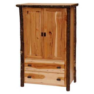 Hickory 2 Drawer Wardrobe with Hanging Rod   Armoires