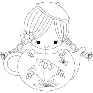 Stamping Bella Clementine the Teapot Girl Rubber Stamp  