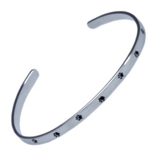 Stainless Steel Paw Prints Unconditional Love Cuff Bracelet