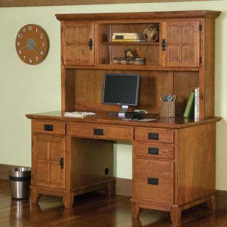 Arts and Crafts Pedestal Computer Desk and Hutch by Home Styles