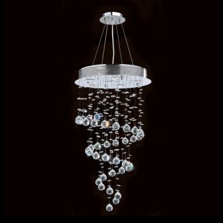 Helix Collection 6 light Halogen Chrome Finish Clear Crystal Spiral